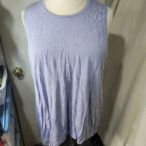 LOGO by Lori Goldstein Layers Plus Size 3X Blue Yellow Stripe Sleeveless Top